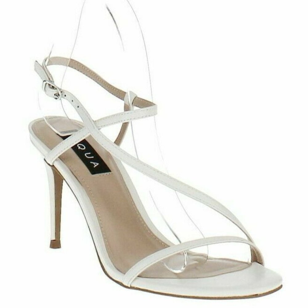 Aqua Ron Leat High Heels White Leather Women's Sandals